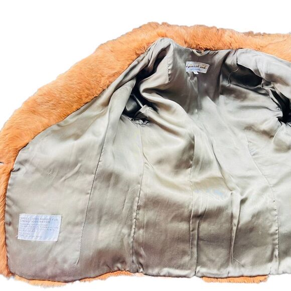 FUR COAT Y2K Vintage SPLIT END LTD. British Tan Genuine Rabbit Fur Winter Coat J - Picture 9 of 12